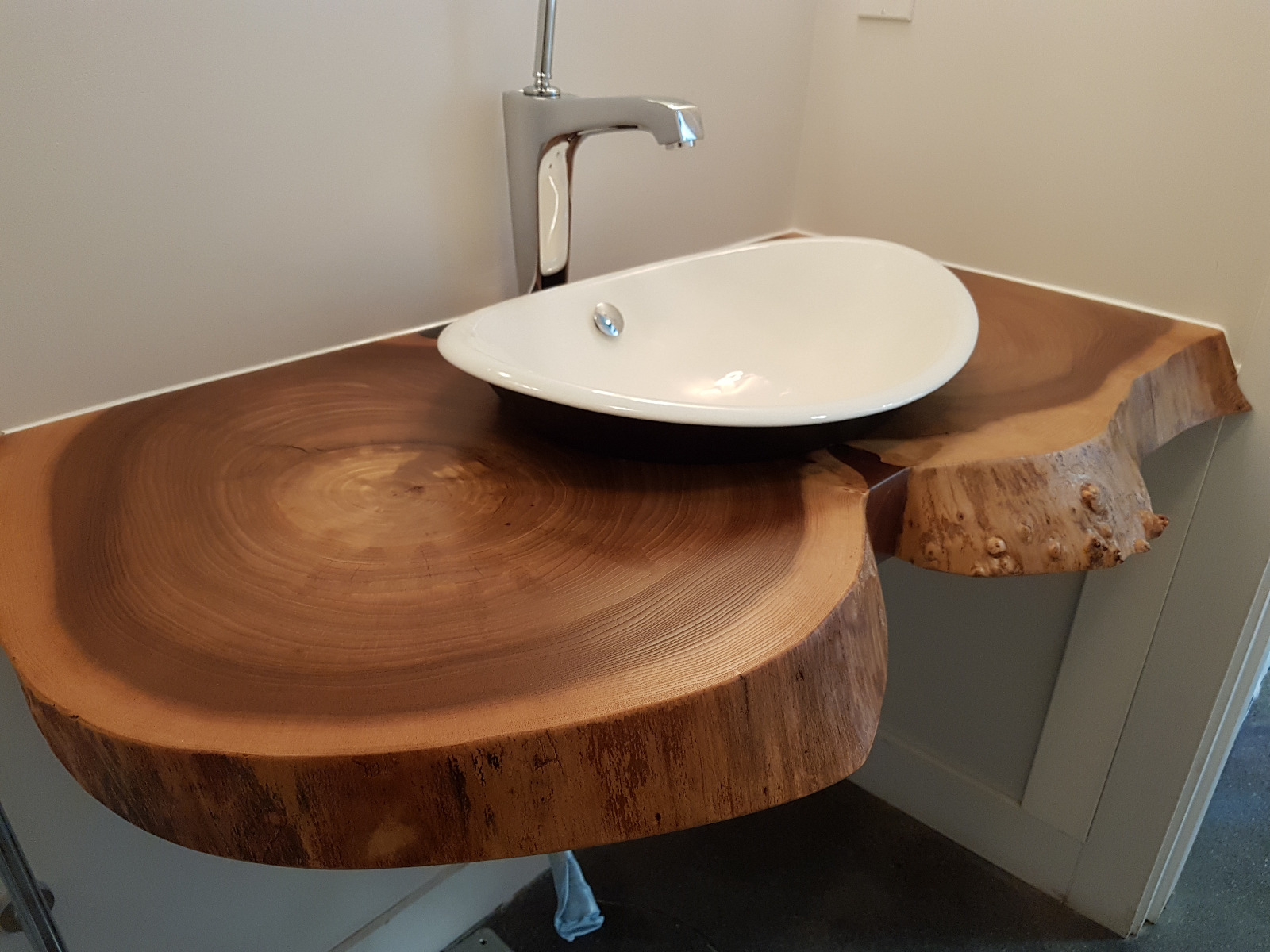 Live-edge vessel sink vanity